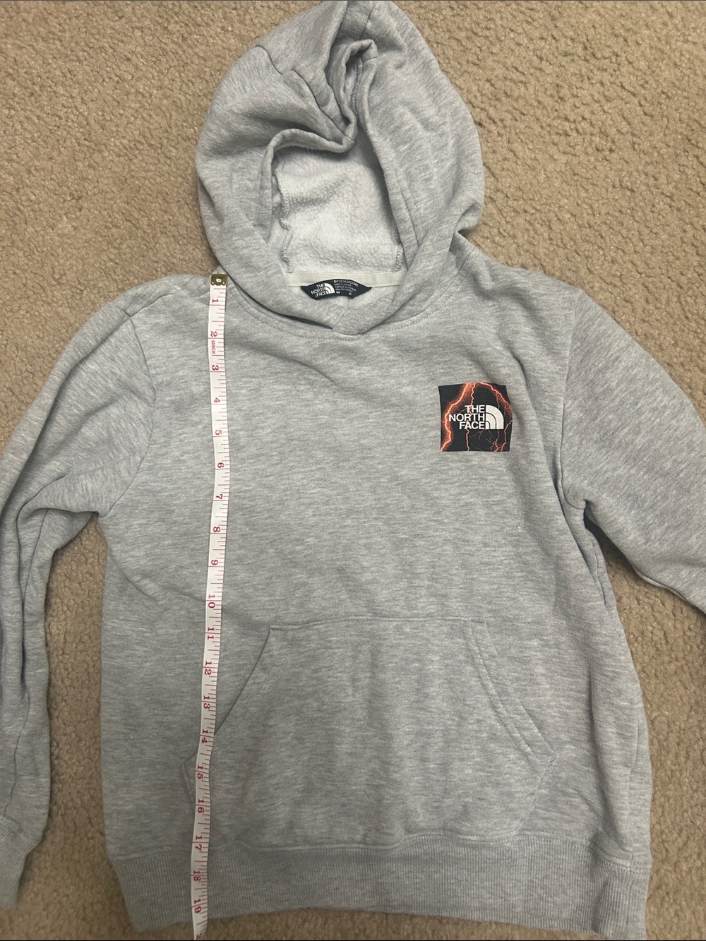 The North Face Heather Gray Pullover Hoodie with Logo Patch